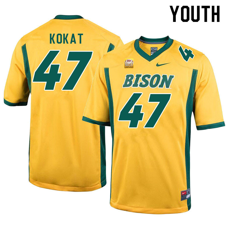 Youth #47 Luke Kokat North Dakota State Bison College Football Jerseys Sale-Yellow - Click Image to Close